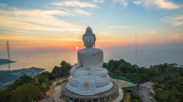 Lenyűgöző Panoráma Phuket Fehér Nagy Buddha Landmark Phuket Sziget Látható — Stock Fotó