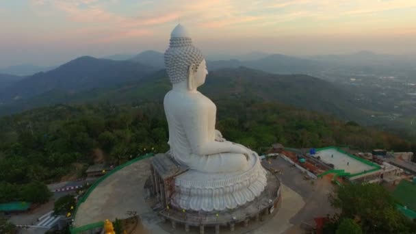 Lenyűgöző Panoráma Phuket Fehér Nagy Buddha Landmark Phuket Sziget Látható — Stock videók