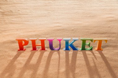Plaj renkli renk Word'de Phuket adını