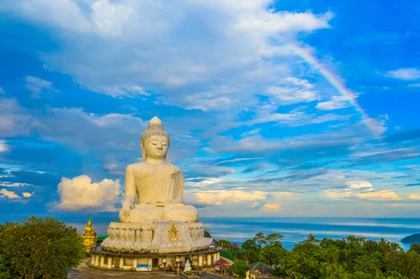 areial view amazing rainbow cover Phuket big Buddha