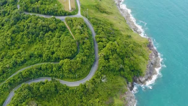 Nui Beach Und Winturbine Aussichtspunkt Der Nähe Von Phromthep Cap — Stockvideo