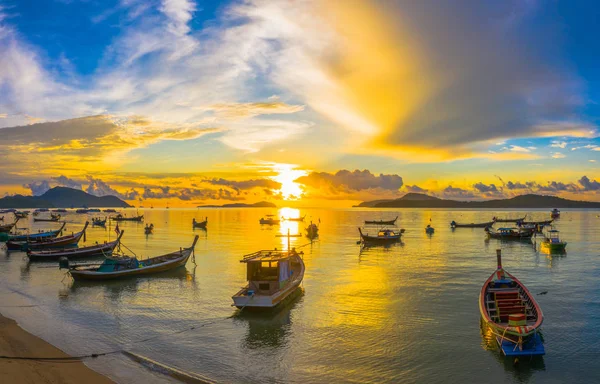 Paysage Vue Aérienne Lever Soleil Dessus Jetée Rawai Par Temps — Photo