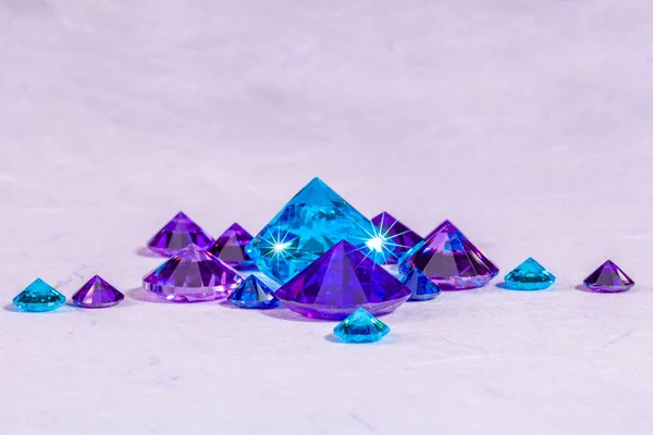 Blue Sapphire Diamonds White Background — Stock Photo, Image