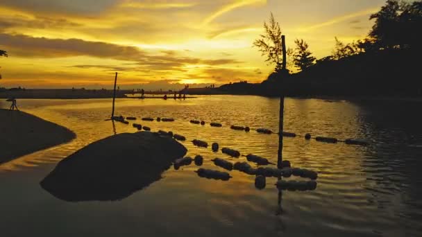 Декорації Проміжок Часу Захід Сонця Най Панва Озера Води Від — стокове відео