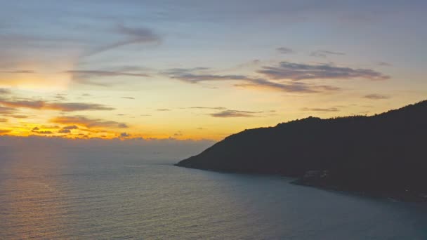 Vue Aérienne Coucher Soleil Sur Plage Nai Harn Plage Nai — Video