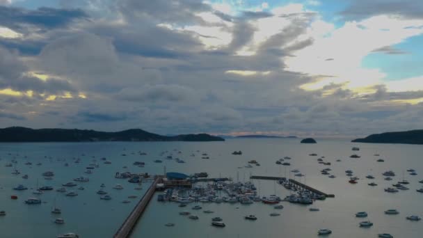 Tiempo Lapso Truco Amanecer Muelle Chalong Muelle Chalong Muy Importante — Vídeos de Stock