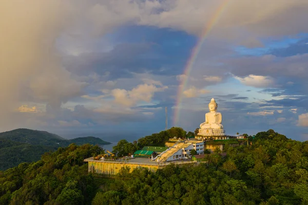 areial view amazing rainbow cover Phuket big Buddha