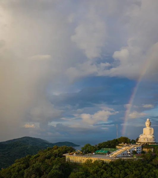 areial view amazing rainbow cover Phuket big Buddha