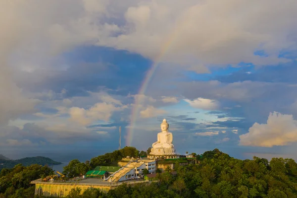 areial view amazing rainbow cover Phuket big Buddha