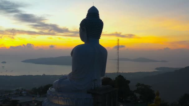 Areial Fotografie Phuket Big Buddha Sunrise Phuket Big Buddha Een — Stockvideo