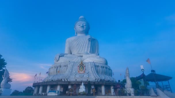 Time Lapse Van Blauwe Lucht Zonsopgang Bij Phuket Grote Boeddha — Stockvideo