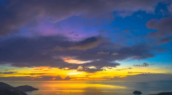 areial photography beautiful sunset above Kata beach Phuket