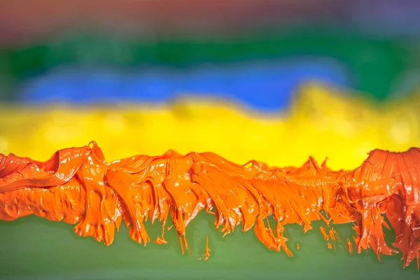 Inchiostro Colore Arancione Sulla Stampa Manico Maglietta Fabbrica — Foto Stock