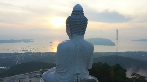 Phuket Big Buddha Adada Adası Önemli Saygın Yerlerinden Biridir Sen — Stok video
