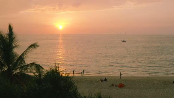 Widok Lotu Ptaka Zachód Słońca Plaży Karon Karon Beach Jest — Wideo stockowe