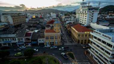 Phuket, Tayland-Ocak, 01, 2017:aerial fotoğraf yukarıda Charter kavşak orada var