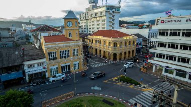 Phuket, Tayland-Ocak, 01, 2017:aerial fotoğraf yukarıda Charter kavşak orada var