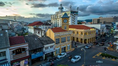 Phuket, Tayland-Ocak, 01, 2017:aerial fotoğraf yukarıda Charter kavşak orada var