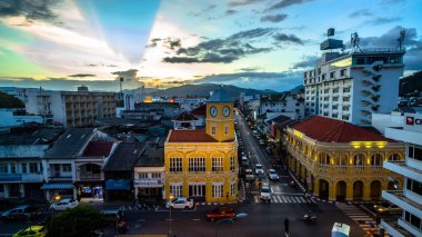 Phuket, Tayland-Ocak, 01, 2017:aerial fotoğraf yukarıda Charter kavşak orada var