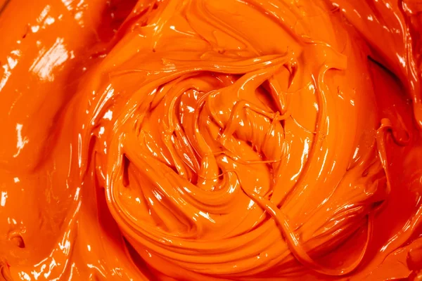 Pomarańczowy Kolor Oleju Paint Ink Sitodruk Nadruk Koszulki Tkaniny Bliska — Zdjęcie stockowe