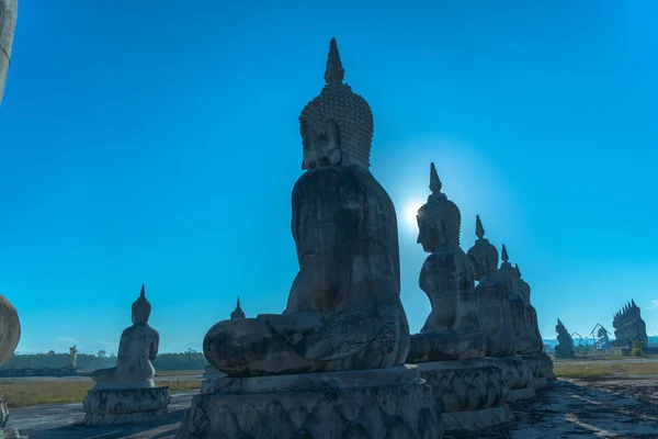 Monte Estátuas Buda Céu Azul Grande Campo Tungsong Nakornsrithammara — Fotografia de Stock
