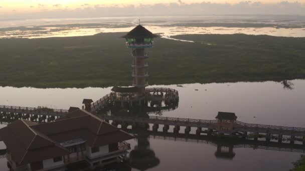 Vue Aérienne Lever Soleil Thale Noi Waterbird Sanctuary Talay Noi — Video