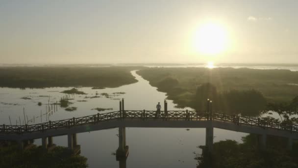 Vedere Aeriană Răsărit Soare Thale Noi Waterbird Sanctuary Talay Noi — Videoclip de stoc