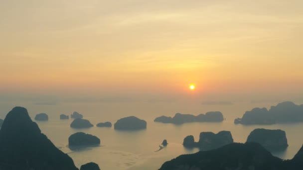 Aerial View Sunrise Samaed Nangshe Viewpoint Many Islands Samed Nangshe — Stock Video