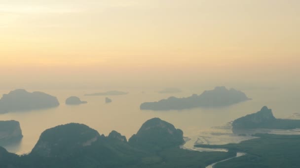 Aerial View Sunrise Samaed Nangshe Viewpoint Many Islands Samed Nangshe — Stock Video