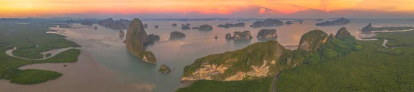 Antenowe Panorama Widok Zachód Słońca Samed Nangshe Archipelag Nowe Słynnego — Zdjęcie stockowe