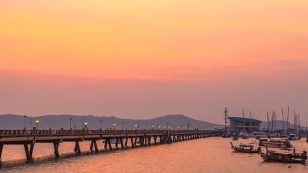 Timelapse Truco Amanecer Muelle Chalong Muelle Chalong Muy Importante Para — Vídeos de Stock