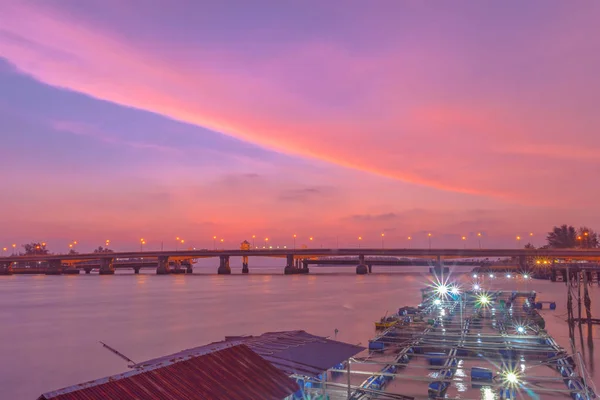 Cenário Por Sol Ponte Sarasin Ponte Mais Importante Fazer Negócios — Fotografia de Stock