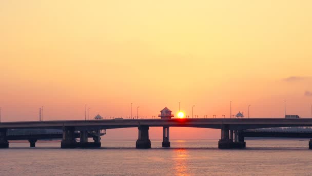 Landschap Zonsondergang Bij Sarasin Brug Brug Belangrijkste Bij Het Maken — Stockvideo