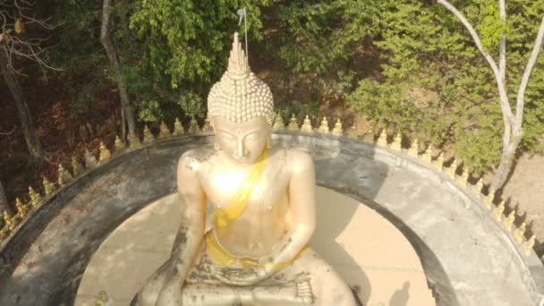 Vista Aérea Estatua Buda Oro Templo Phayam Montaña Templo Phayam — Vídeos de Stock