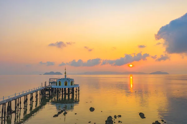 Letecký Pohled Východ Slunce Molu Phayam Chrám Památkama Phayam Island — Stock fotografie