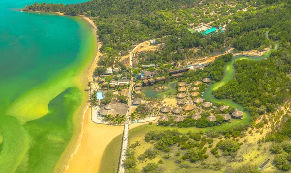 Flygfoto Liten Bro Över Kanalen Mangrove Nära Piren Koh Phayam — Stockfoto