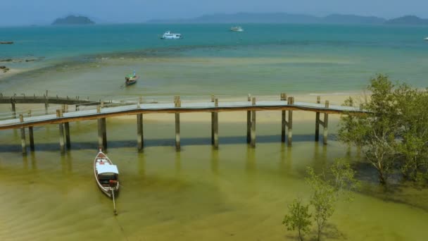 Luchtfoto Van Oude Vissersboten Mangrove Bos Phayam Island Ranong Thailand — Stockvideo