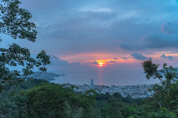 Beau Soleil Rouge Descendant Océan Plage Patong — Photo