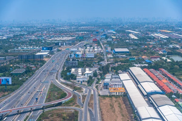 Samutprakan Thajsko Červen 2019 Když Letadle Před Dosažením Letiště Suvarnabhumi — Stock fotografie