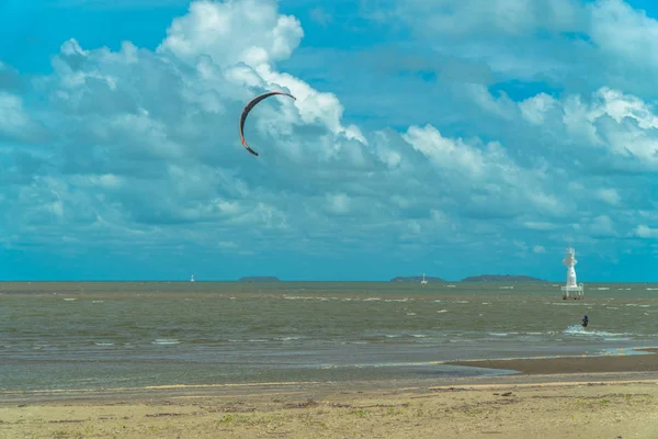 Kite Surft Sport Zijn Zeer Populaire Zeehavens Provincie Rayong Omdat — Stockfoto