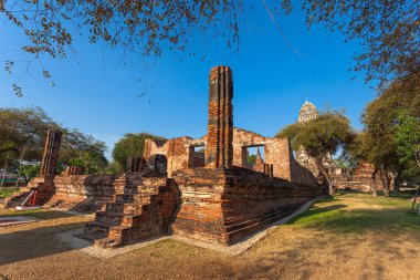Ubosot (Koordinasyon Salonu) Wat Khudeedao Ayutthaya tarihi parkı Thailan bir Budist tapınağın harabe