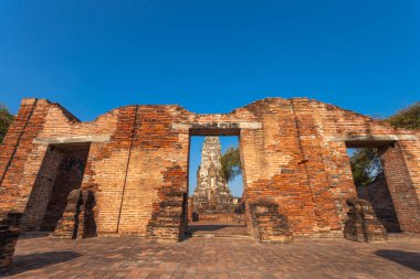 Ubosot (Koordinasyon Salonu) Wat Khudeedao Ayutthaya tarihi parkı Thailan bir Budist tapınağın harabe