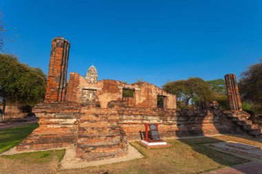 Ubosot (Koordinasyon Salonu) Wat Khudeedao Ayutthaya tarihi parkı Thailan bir Budist tapınağın harabe