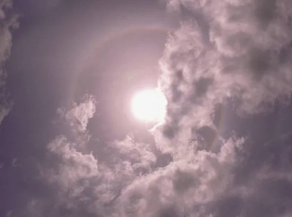 Sun Halo Cloudy Sky Midday — Stock Photo, Image