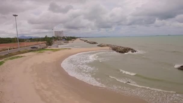 Flygutsikt Sangchan Beach Många Halvcirkel Stranden Vid Sangchan Beach Rayong — Stockvideo