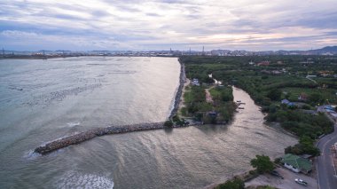 Rayong Tayland havadan görünümü sanayi kenti