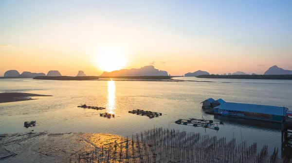 Widok Lotu Ptaka Archipelag Zatoce Phang Nga Godzinach Porannych — Zdjęcie stockowe