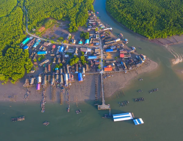 Felülnézet Pier Ban Samchong Halászati Falu Phang Nga Thaiföld — Stock Fotó