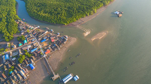 Felülnézet Pier Ban Samchong Halászati Falu Phang Nga Thaiföld — Stock Fotó
