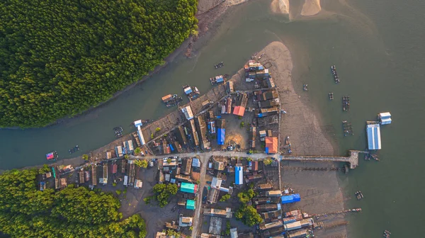 Topputsikt Pier Ban Samchong Fiskeby Phang Nga Thailand — Stockfoto
